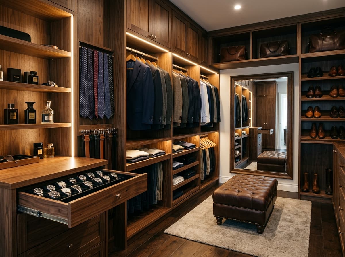 Luxury dressing room with center island