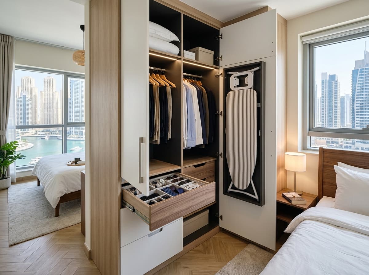 Custom wardrobe with integrated LED lighting